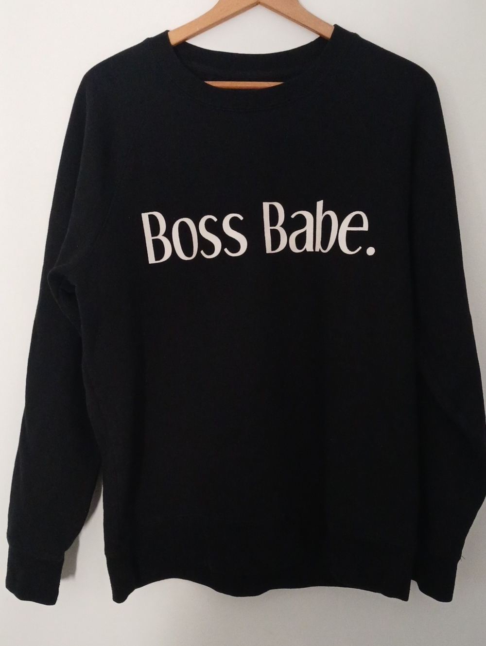 Brunette The Label Black Sweatshirt with White "Boss Babe" Print